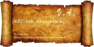 Vétek Alexandra névjegykártya